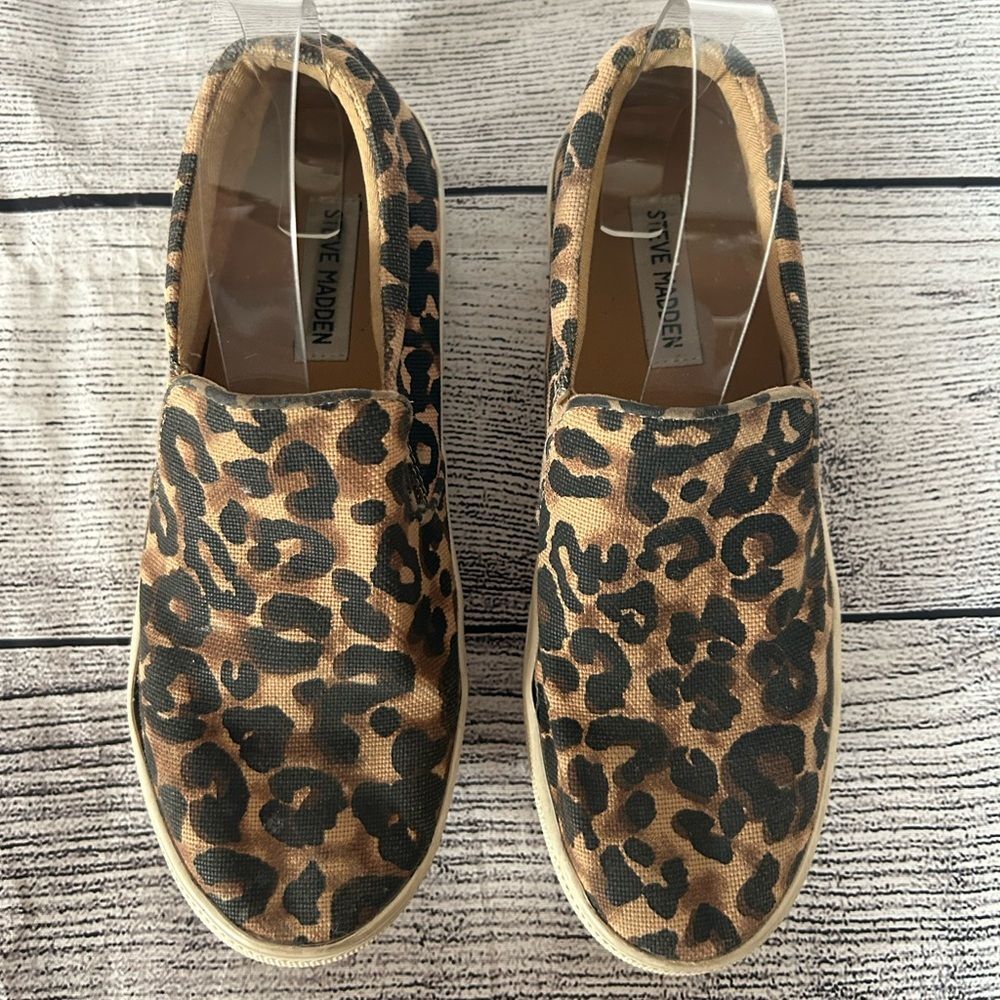 Steve Madden Platform Leopard Print Slip On Canva… - image 5